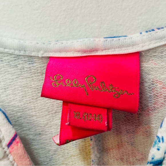 Lilly Pulitzer Tropical Girl Shift Dress with White Trim "wish you were here 12 - Picture 2 of 5